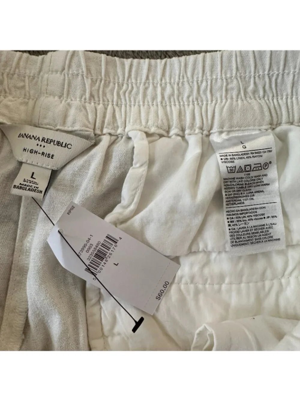 NWT Banana Republic Factory 2026 White Linen Blend Shorts Women's LARGE - Picture 2 of 8